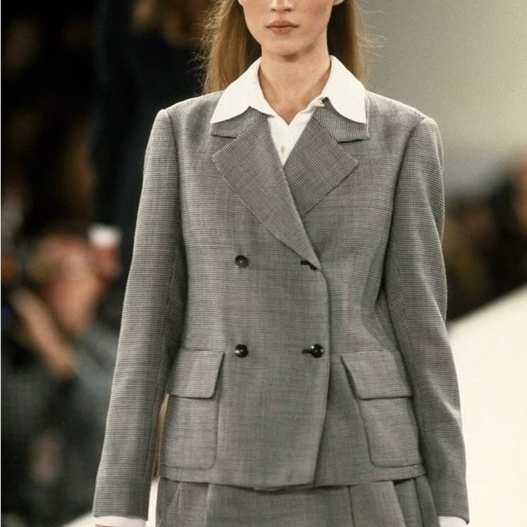 Neiman Marcus Gray Double Breasted Blazer with Notched Lapels 90s Vintage 6 EUC - Picture 4 of 16